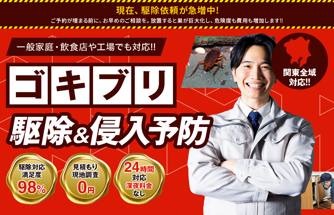ゴキブリ最短20分で即日駆除