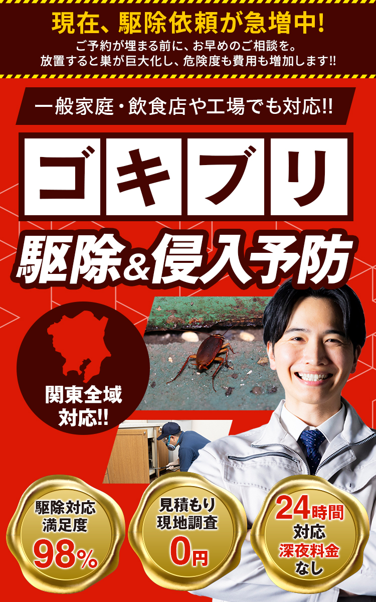 ゴキブリ最短20分で即日駆除